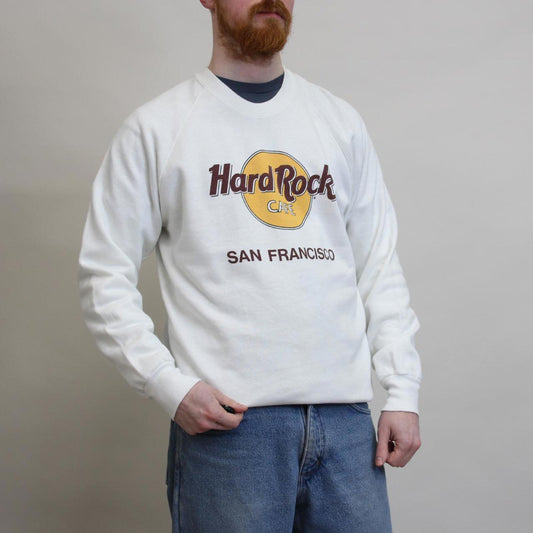 Y2K Hard Rock Cafe sweatshirt L White Pullover jumper print logo