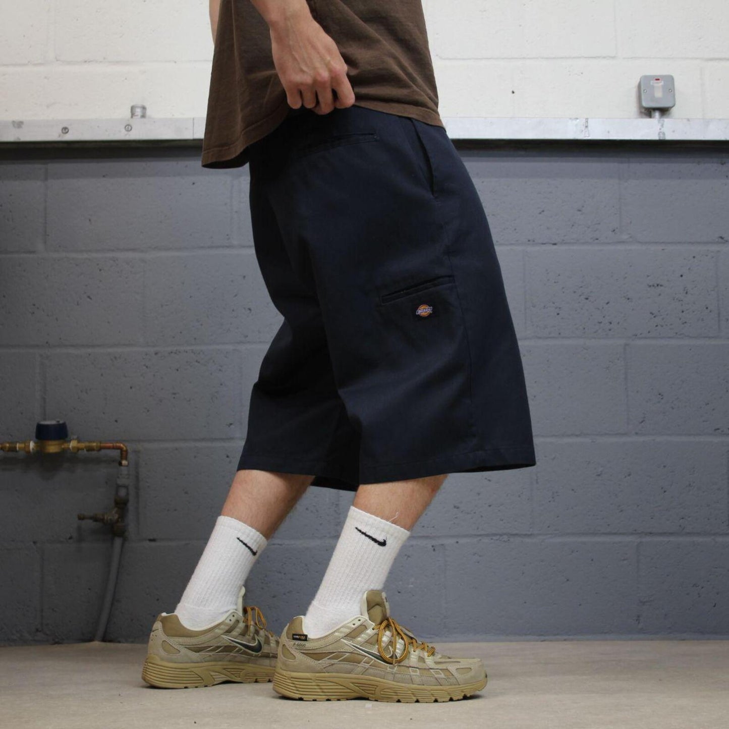 Dickies baggy carpenter shorts chino navy Chino style skater shorts long wide leg festival