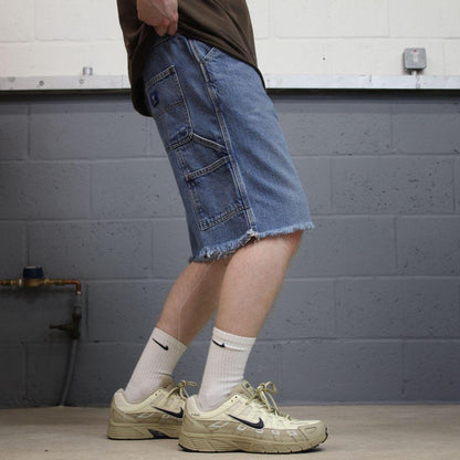 Denim carpenter shorts Y2K cargo blue RK Brand loose skater style surf jorts