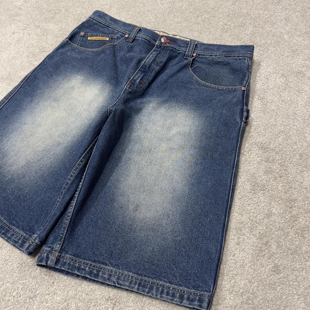 Brooklyn Xpress baggy denim shorts y2k carpenter blue Long wide leg summer skater jorts