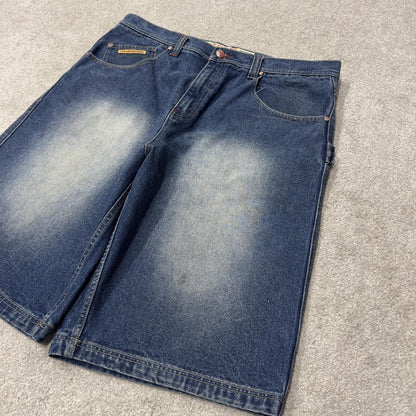 Brooklyn Xpress baggy denim shorts y2k carpenter blue Long wide leg summer skater jorts