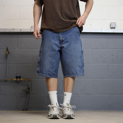 Y2k Wrangler carpenter shorts skater style blue W38 Denim loose summer jorts
