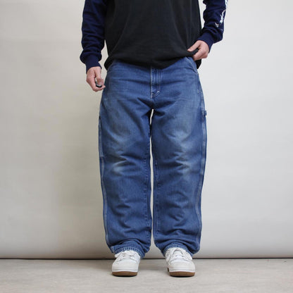 Blue Dickies carpenter jeans W40L30 Loose denim skater cargo trousers patch logo