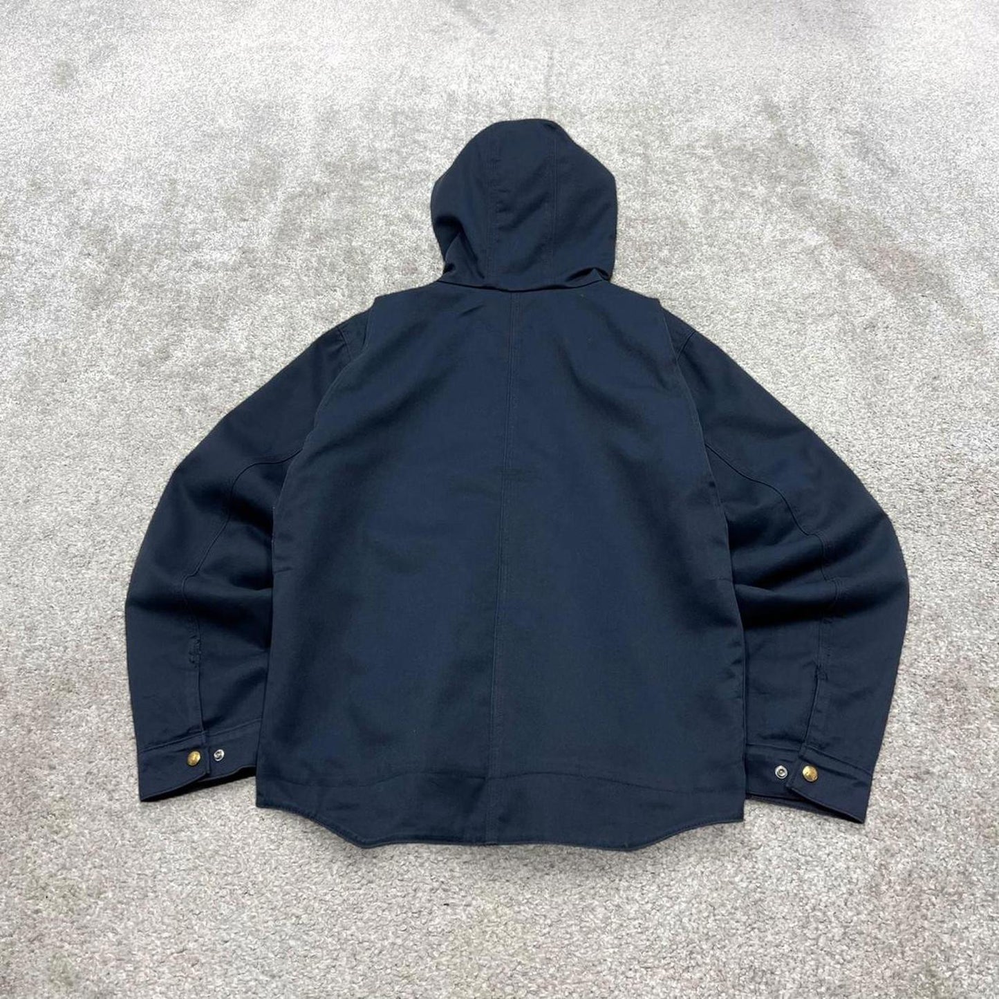 90s Carhartt hooded active jacket Medium navy bomber style American workwear coat