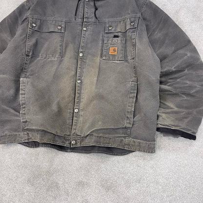 Grey Carhartt hooded Bartlett jacket 2XL technical canvas 90s style skater bomber