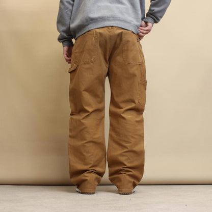 Tan Dickies carpenter jeans W42L32 loose canvas 90s style skater cargo pants