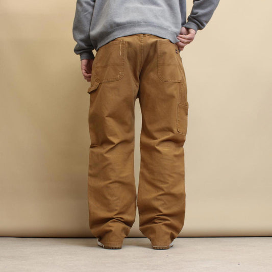 Tan Dickies carpenter jeans W42L32 loose canvas 90s style skater cargo pants