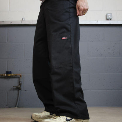 Dickies baggy double knee pants black W30L31 Wide leg chino skate style cargo work trousers