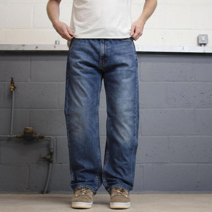 Blue Levis 505 jeans W38L30 blue loose straight leg y2k style pants red tab logo