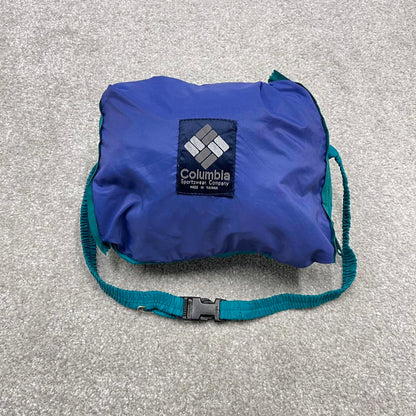 Vintage Y2K Columbia technical windbreaker jacket blue Pull over packable hooded coat pass pockets