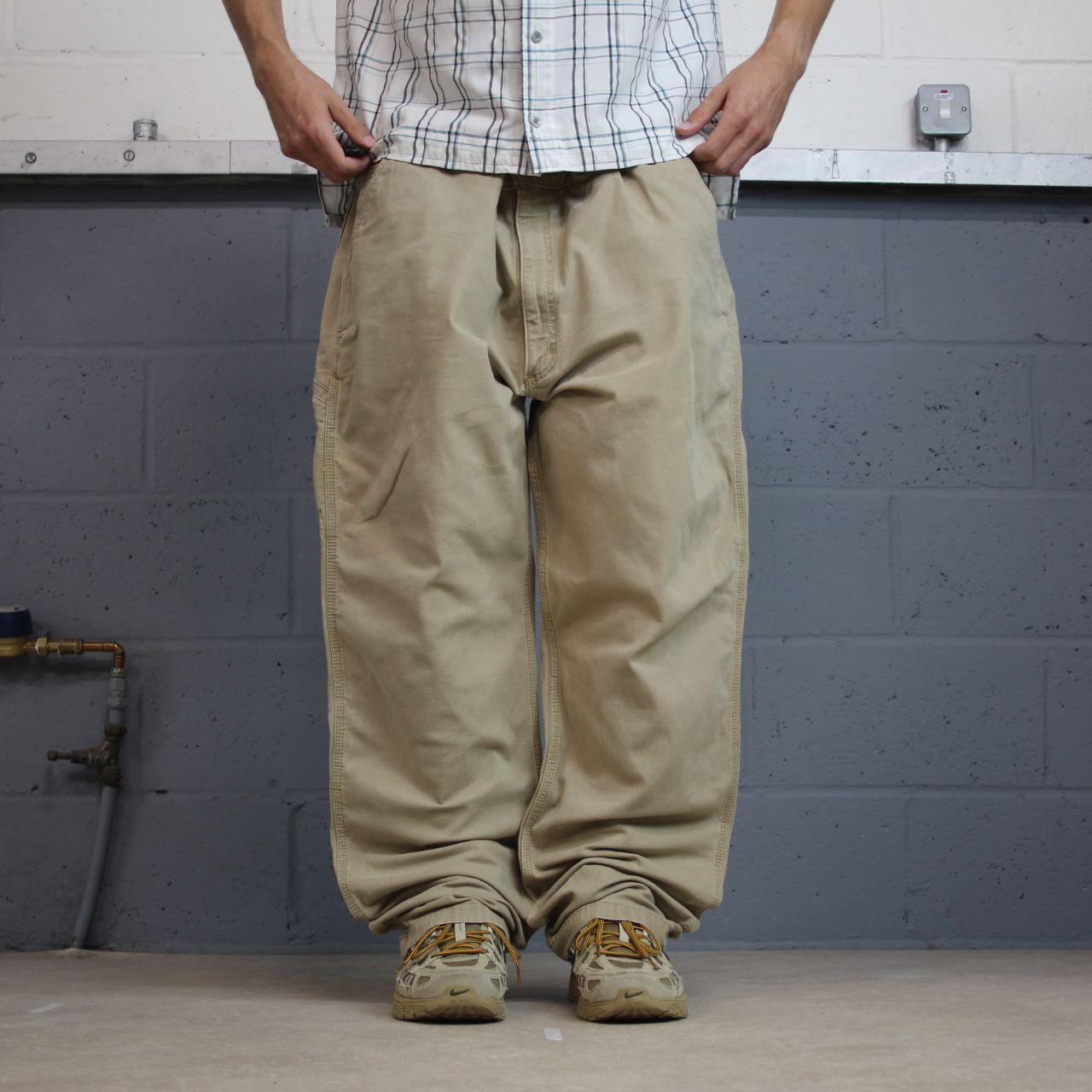 Carhartt carpenter pants y2k relaxed utility trousers tan Straight leg skater style workwear pants