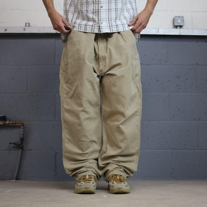 Carhartt carpenter pants y2k relaxed utility trousers tan Straight leg skater style workwear pants