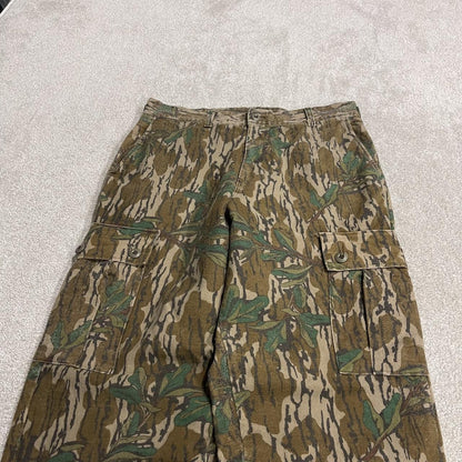 Vintage baggy realtree style camo cargo pants Y2K brown 100% cotton thick fleece tree camouflage