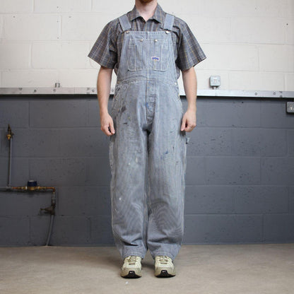 Vintage striped dungarees blue white denim overalls y2k Big Smith workwear bib & brace utility