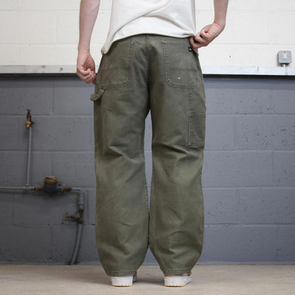 Loose Dickies carpenter jeans W36L30 90s skate style green thick canvas cargos