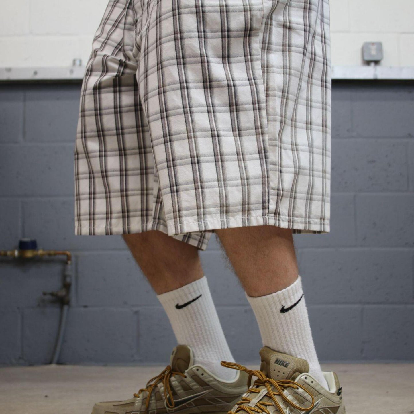 Dickies baggy checkered shorts carpenter white Chino check surf shorts long wide leg festival