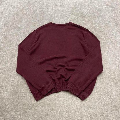 CHAPS knit sweater jumper XXL men's burgundy knitted pull over y2k 00s style
