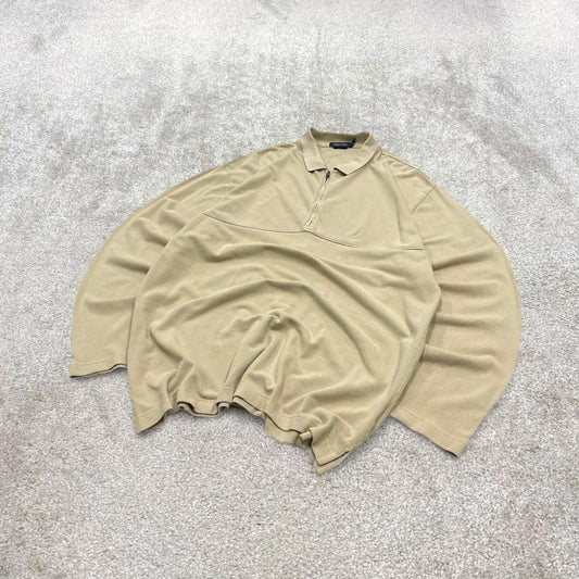 00s Nautica knit 1/4 zip polo embroidered XL men's beige knitted pull over y2k 90s style