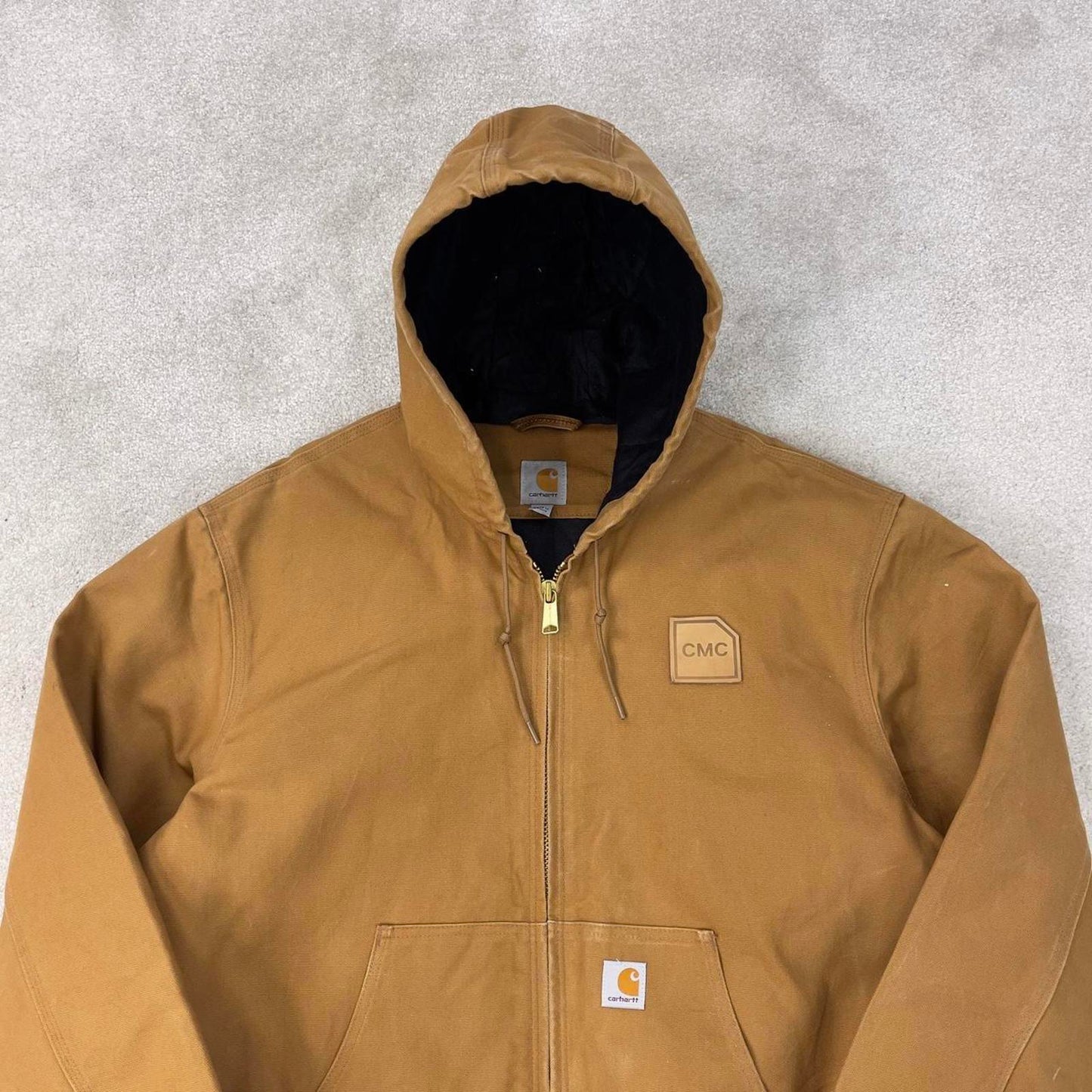 Vintage Carhartt hooded active jacket XL Hamilton Brown canvas bomber