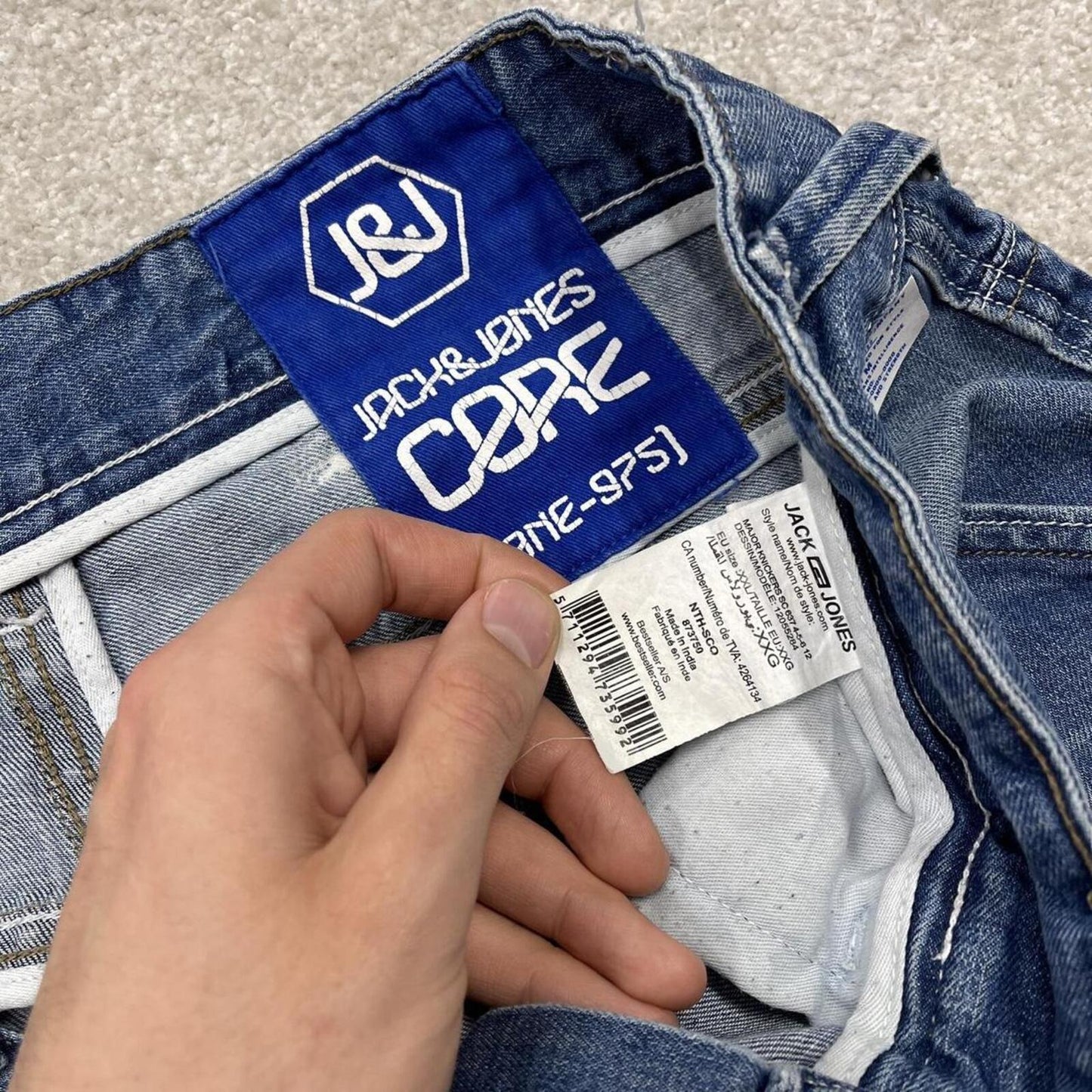 Y2k Jack & Jones long denim shorts loose blue Thick summer skater style jorts