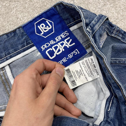 Y2k Jack & Jones long denim shorts loose blue Thick summer skater style jorts