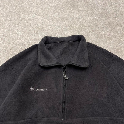 00s Columbia technical fleece boxy cropped S men's black 1/4 zip up y2k style autumn