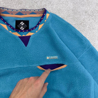 Blue vintage Columbia technical fleece Large y2k pull over style autumn outdoors hiking
