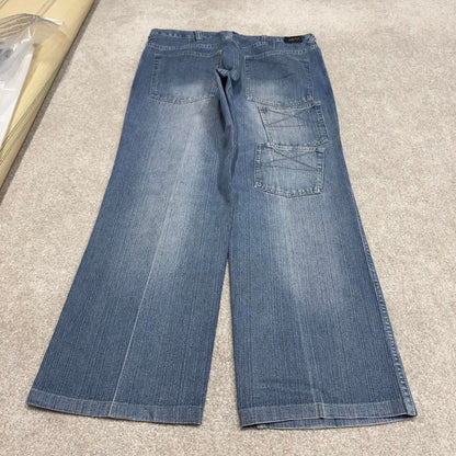 Y2k 00s Reliq jeans blue denim W38L30 loose 00s skate style pants with 3 pocket design casual autumn