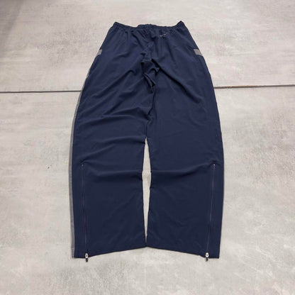 Nike Trackies S navy y2k 00s style dri-fit joggers print logo zip ankles