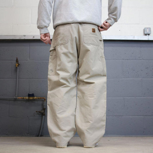 Y2K baggy fit Carhartt work pants wide leg beige Loose skater cargo carpenter trousers