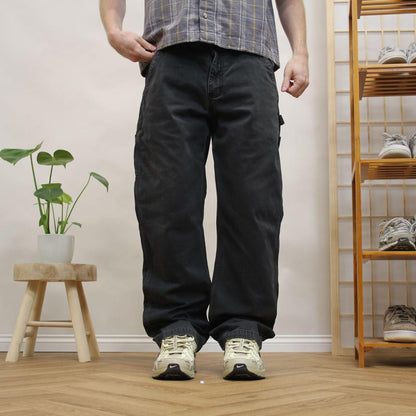 Black Carhartt carpenter pants y2k relaxed fit Loose utility workwear skate cargo trousers