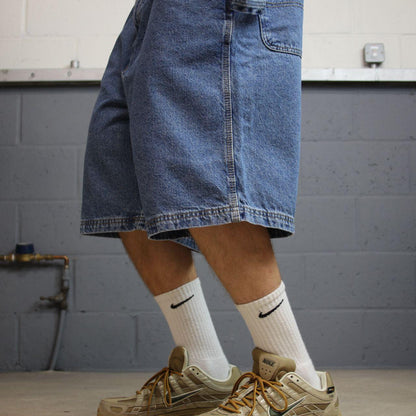 Y2K baggy denim shorts carpenter blue Rugged Wear skater surf jorts summer