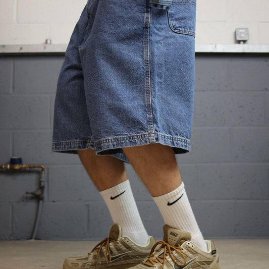 Y2K baggy denim shorts carpenter blue Rugged Wear skater surf jorts summer