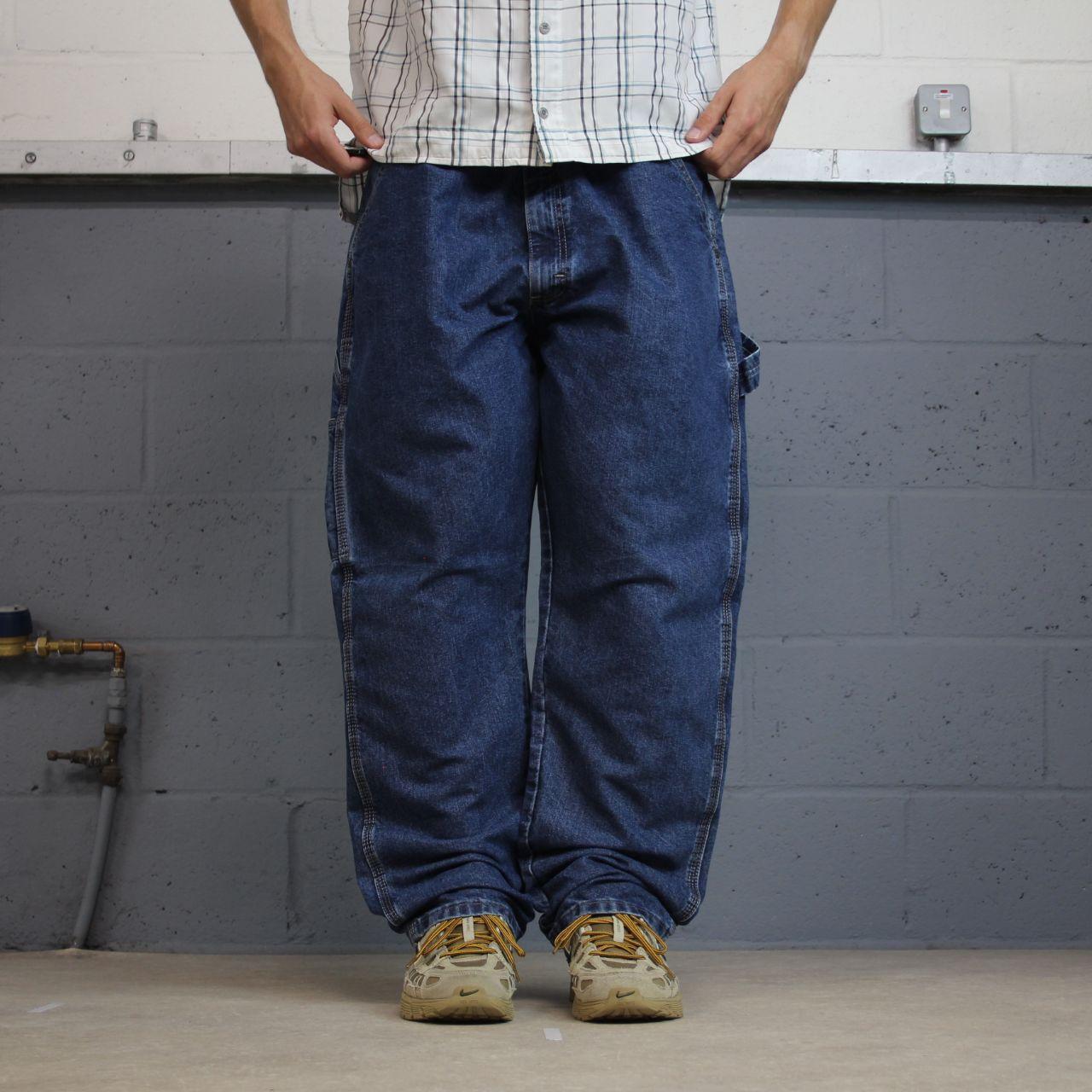 Wrangler carpenter jeans y2k blue loose leg denim Loose skater 2000s style cargo pants