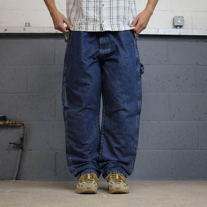 Wrangler carpenter jeans y2k blue loose leg denim Loose skater 2000s style cargo pants