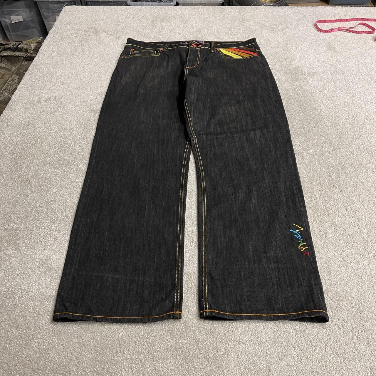 Baggy COOGI embroidered jeans y2k W44L35 black Japanese style embroidered Chinese dragon design
