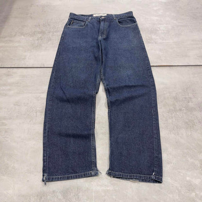 Blue Guess jeans W34 L32 blue loose 90s style skater jeans patch logo