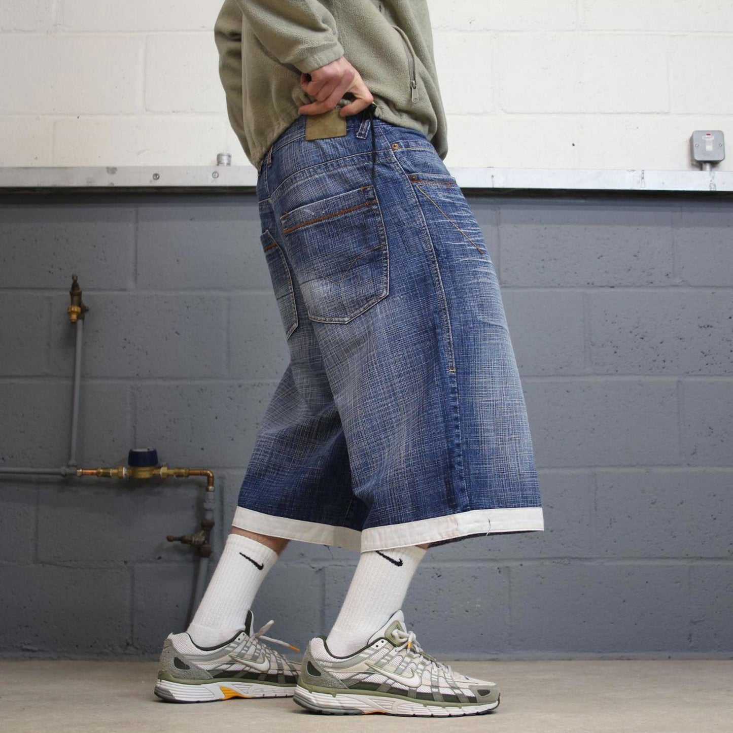 Y2k baggy shorts skater style blue Long wide leg Source Jeans denim summer festival jorts