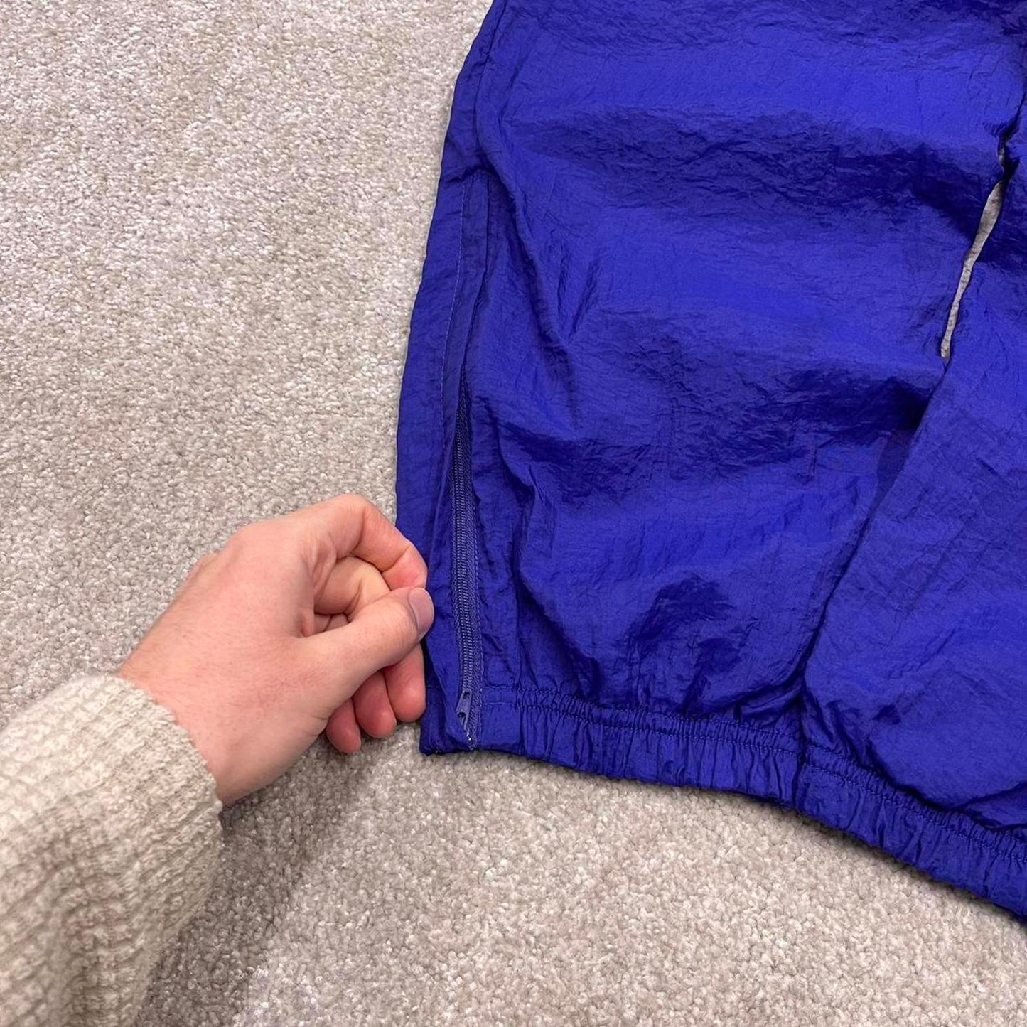 Vintage y2k baggy Reebok tracksuit bottoms blue Wide leg embroidered logo drawstring track pants