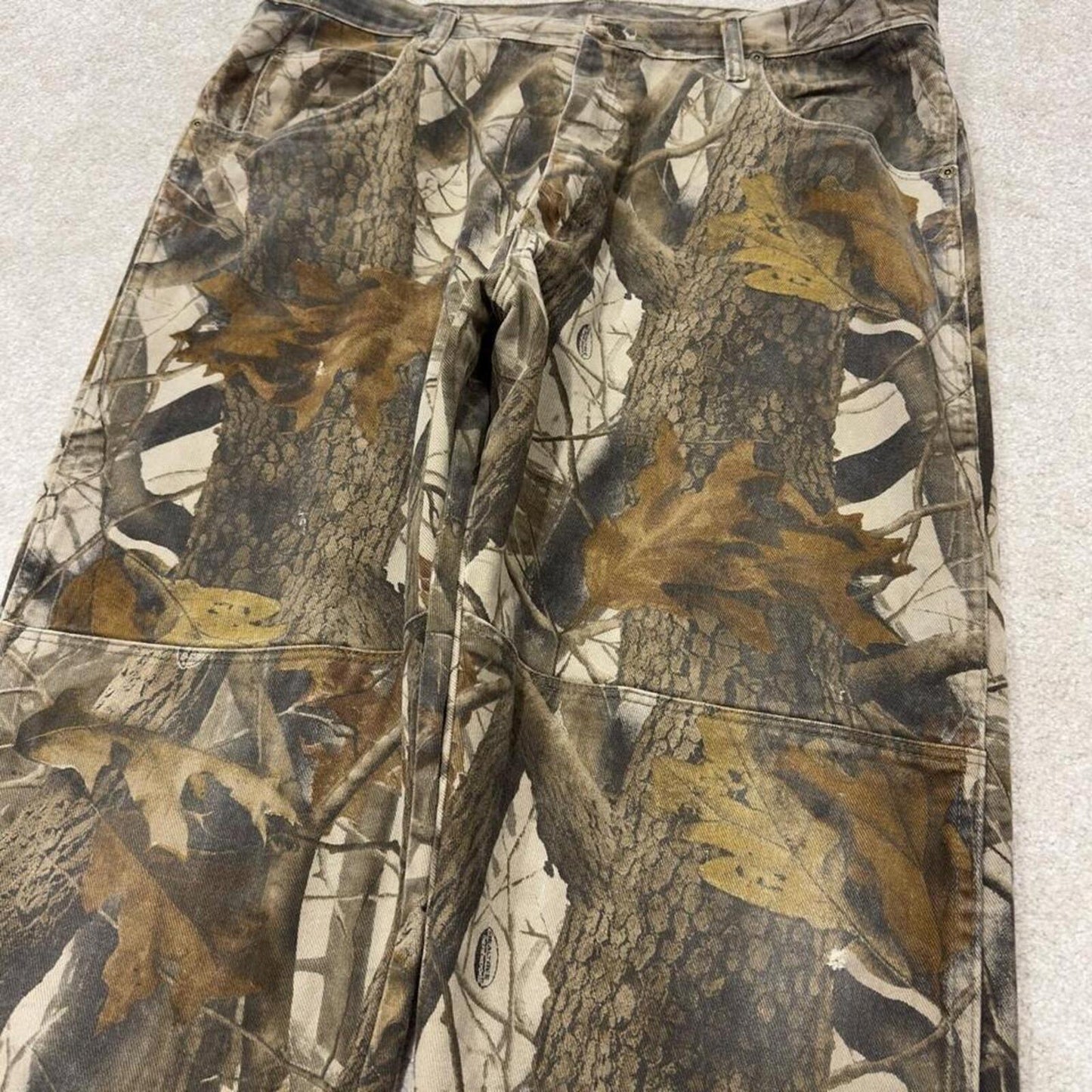 Wrangler camo jeans Realtree khaki Loose leg double knee denim tree camouflage hunting pants