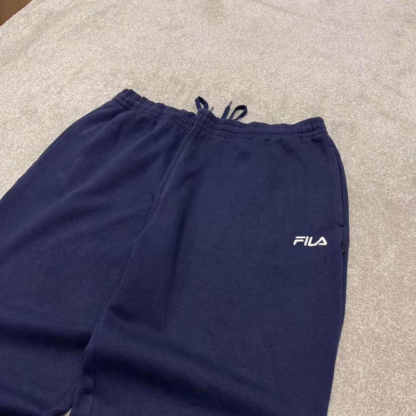 Y2k embroidered FILA sweatpants navy Loose joggers embroidered logo gym sweats
