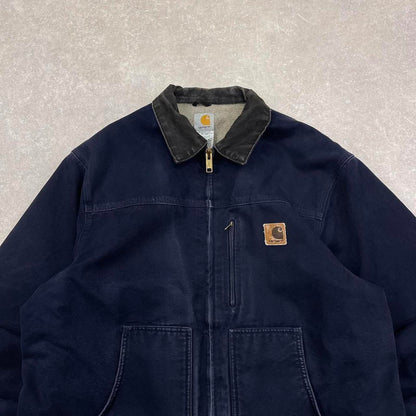 Vintage navy Carhartt Ridge jacket XL sherpa lined canvas over coat
