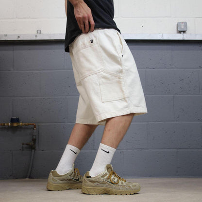 Baggy denim carpenter shorts cargo white Arsenic loose skater style jorts