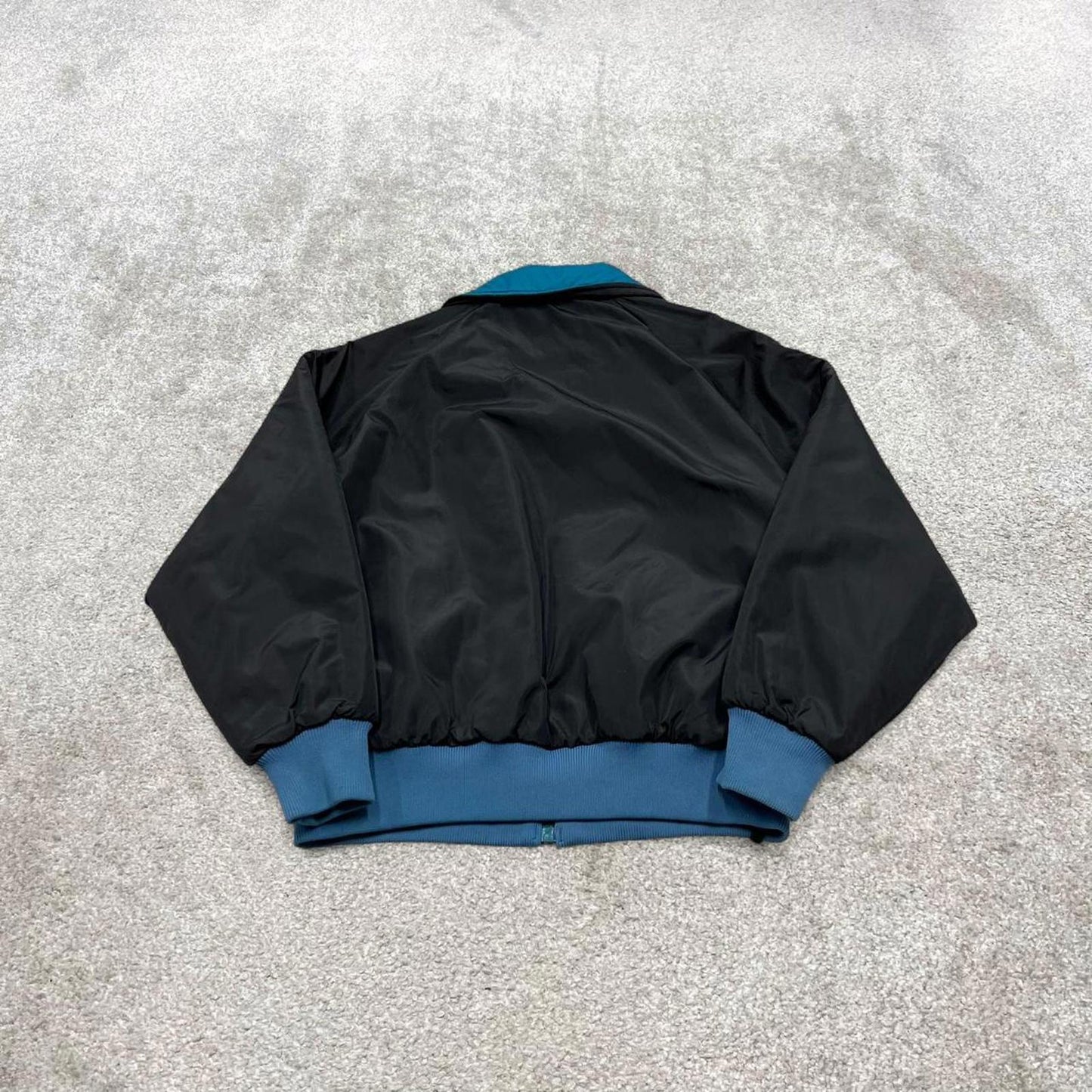 00s Columbia reversible windbreaker jacket M women's padded y2k bomber style turquoise black coat