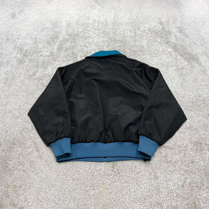 00s Columbia reversible windbreaker jacket M women's padded y2k bomber style turquoise black coat