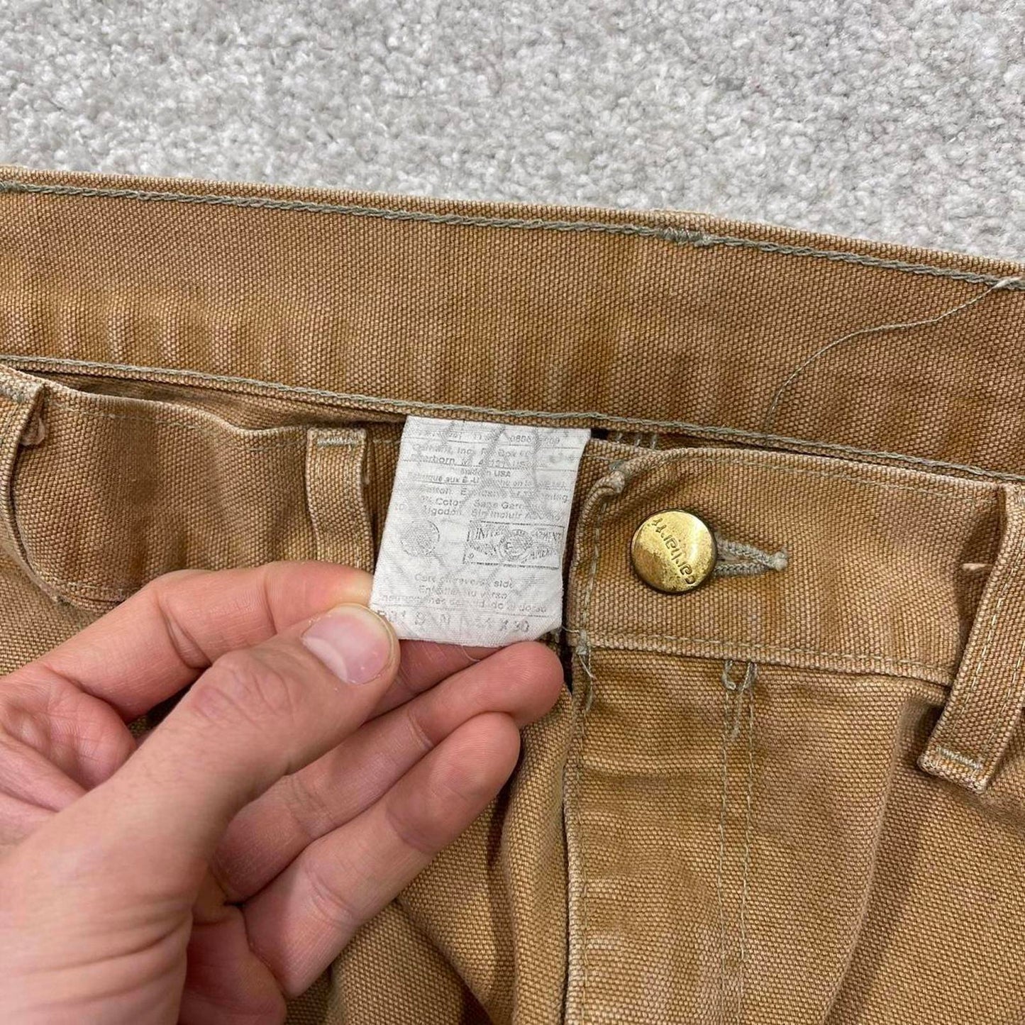 Y2k baggy fit Carhartt double knee work pants brown Loose wide-leg canvas skate trousers