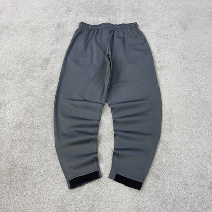 Nike Trackies XL Grey y2k 00s style loose leg joggers print logo fleece lined