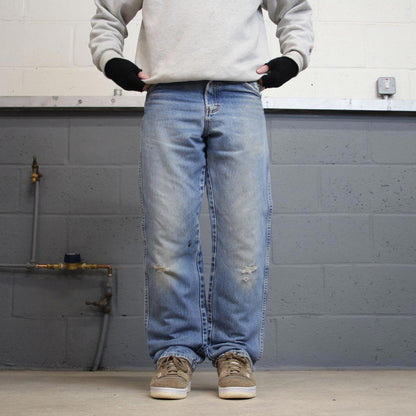 90s Dickies jeans casual workwear W32L32 loose blue 90s skate style thick denim pants streetwear