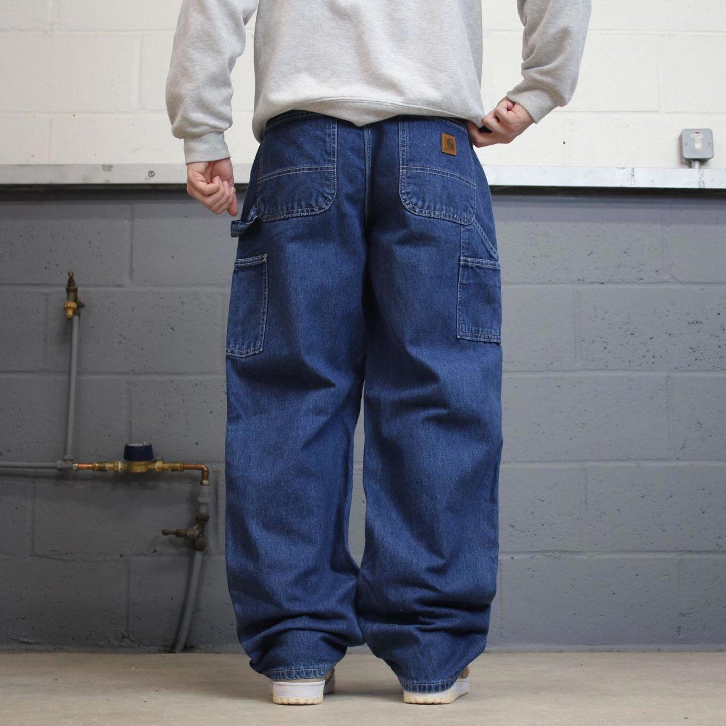 Y2K baggy Carhartt carpenter jeans blue Loose wide leg denim skate style workwear cargo pants