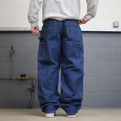 Y2K baggy Carhartt carpenter jeans blue Loose wide leg denim skate style workwear cargo pants